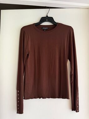 J Crew long sleeved lettuce edge tee with button cuffs
